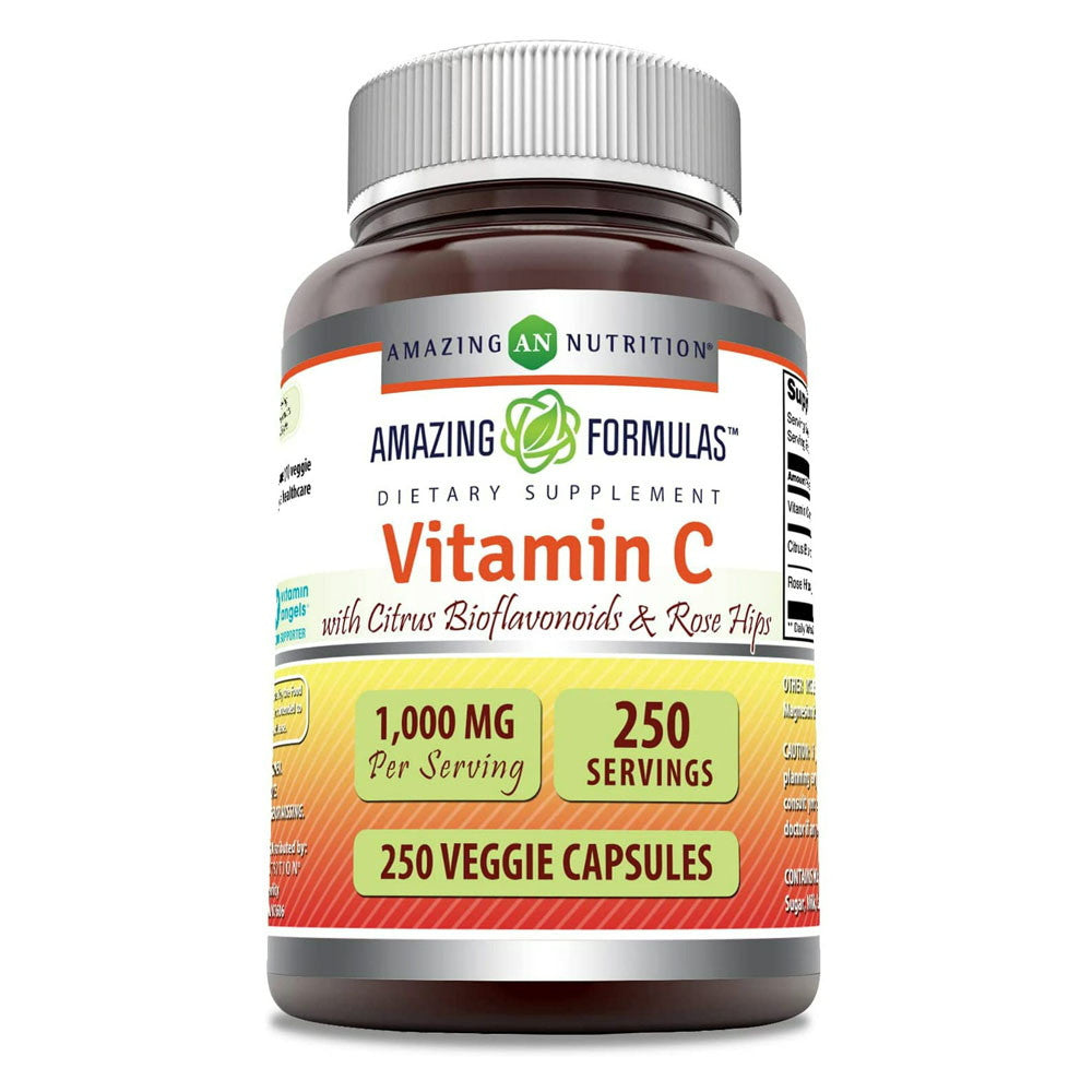 Amazing Nutrition Amazing Formulas Vitamin C Ascorbic Acid 1000Mg With Rose Hips And Citrus Bioflavonoids, 250 Ea